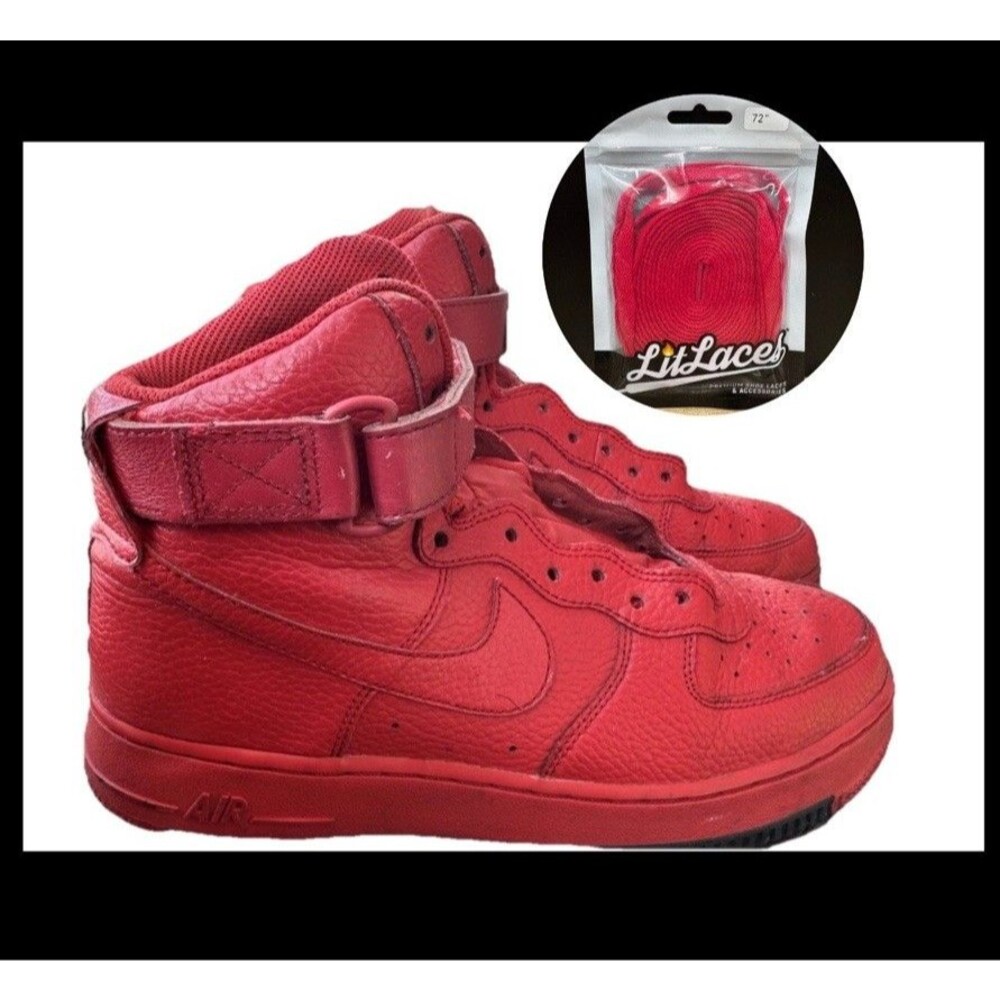Nike Air Force 1 High Top Red Tumbled Leather Shoes Mens Size 9 AO2440-600 - Picture 1 of 11